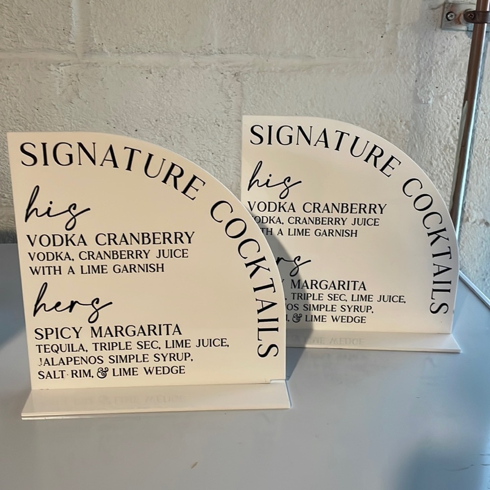 Signature cocktail wedding sign